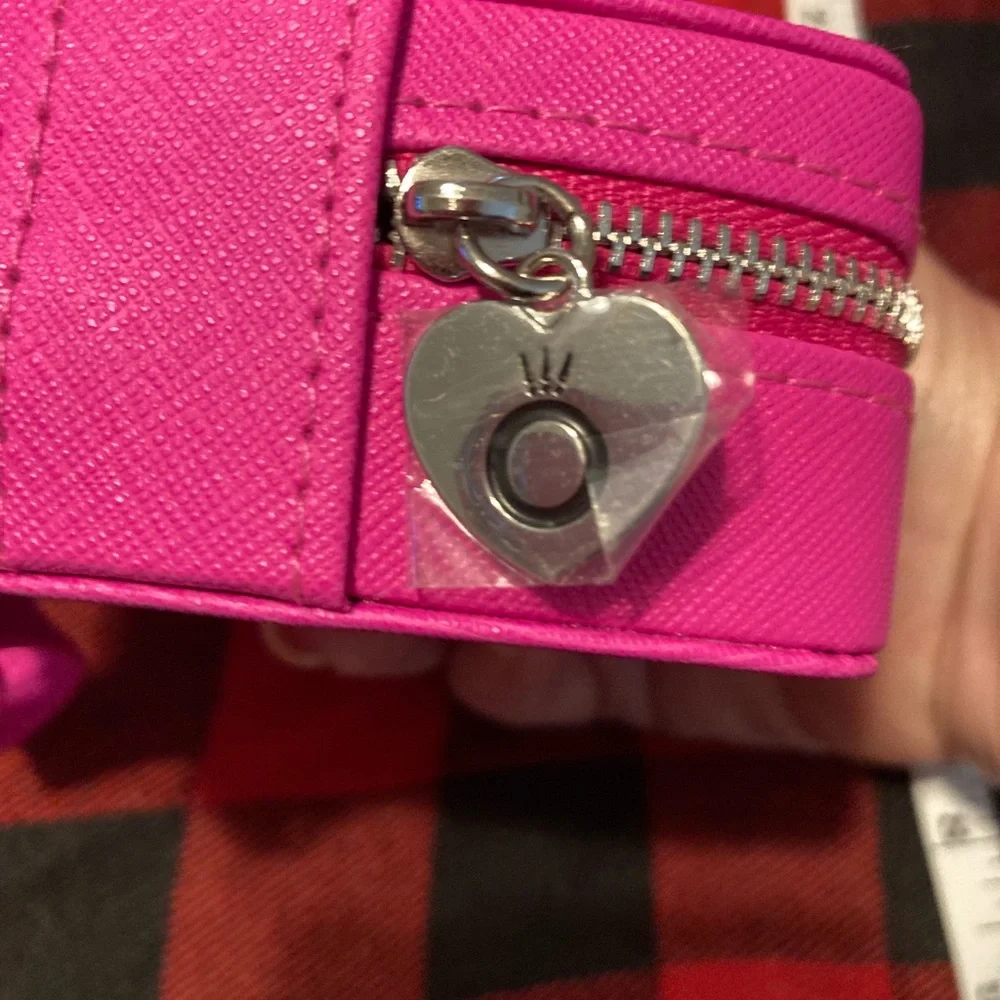 PANDORA HEART SHAPED JEWELRY BOX STORAGE TRAVEL CASE PINK REMOVABLE POUCH NIB - Picture 9 of 11